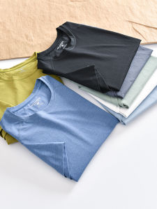 Quick Dry Breathable 3D Tailored Summer Mens Outdoor Casual Sports Short Sleeve round Neck T-Shirt Pure Color Youth Fashion