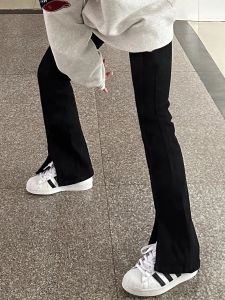 High Waist Loose Straight Leg Jeans Women plus Size Frock Split Design Autumn Winter plus Size Pants Slimming Effect