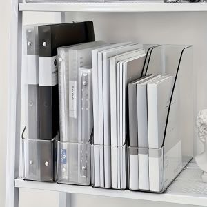 Transparent acrylic bookshelf book stand storage can accommodate notebooks A4 paper envelopes file and magazine organizing
