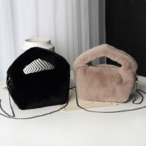 Cute Shoulder Handbag Plush Fur Water Rabbit Skin Simulation Young Peoples Casual Macaron Color Small Square Bag Handheld