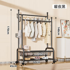 Thickened Double Rod Floor Mounted Clothes Drying Rack Bedroom Use Iron Material Nordic Style Clothes Hanger for Indoor Home Use