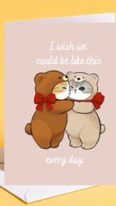 Mofusand Couple Card Cute Love Greeting Card Aesthetic Gift Cat Cute Romance Hug Card