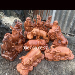 Bộ tượng 12 con giáp kích thước 15cm và 20cm chất liệu gỗ hương có bán lẻ trong shop Quà Tặng Phong Thủy Mang Tài Lộc Sản Phẩm Gỗ Tự Nhiên Bền Đẹp - Lazada