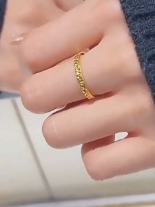 Saudi gold 18k pawnable legit pure gold 2mm Sparkling Starry Sky Couple Ring for Men and Women promise ring for girlfriend