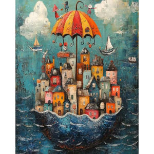 Sea House Coastal Landscape Artwork Jigsaw Puzzle 500/1000/1200/2000PCS Stress Relief Puzzle Wall Art Decor Gift