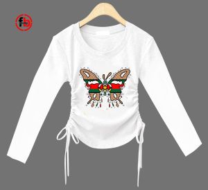 younghands crop long sleeves atasan anak crop top lengan panjang model crop serut tali 2 sisi fleksibel