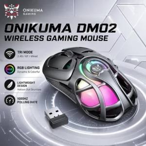 Onikuma | ONIKUMA DM02 Wireless Hollow Shell Gaming Mouse Bluetooth 2.4G Wired RGB Lightweight 1000Hz Polling Type C for PC Laptop Gamer