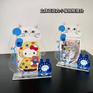 3-inch Pet Photo Frame Cute Kitten Acrylic Photo Frame Photo Display Collection Frame Creative Desktop Decoration Ornaments{C}