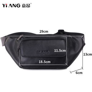 Leather Waist Bag for Men Large Capacity Cowhide Slant Crossbody Phone Bag Fashionable Chest Bag Multi-Functional Sporty Casual
