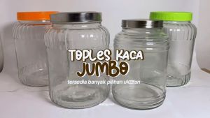 CHOBIG Toples Kaca Besar Jumbo 3.5L 3500ml 5L Wadah Tutup Kerupuk Stoples Tempat Simpan Obat