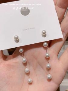 Elegant Long Pearl Earrings Face Slimming Stylish Fashion Jewelry Vintage Court Style Alloy Silver Gold Plated Womens Accessory