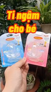 Ti ngậm cho bé ty ngậm silicon Cacara ti giả dẻo có đầu tròn và đầy dẹp