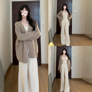 Oatmeal Knitted Sweater Casual Loose Womens Style V-Neck Long Sleeve Winter Fashion Comfortable Boredom-Free Outerwear