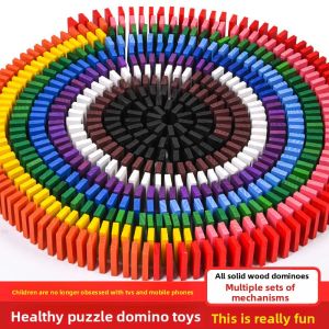 MONLEYTA | Dominoes Educational Building Blocks Toys For Children Competition Special Primary School Boys And Girls Assembly Wooden Blocks