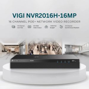TP-Link VIGI NVR2016H-16MP 16 Channel Simultaneous Playback PoE+ Network Video Recorder