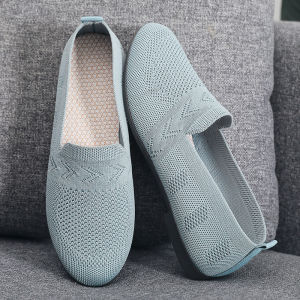 สไตล์ปักกิ่ง ระบายอากาศได้ดี ตาข่าย รองเท้าแบบสวม ฤดูร้อน แฟชั่นใหม่ นุ่ม Bottom Fly ถัก ผู้หญิง ลำลอง รองเท้าส้นแบนสบาย
