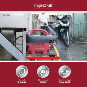Máy rửa xe mô tơ cảm ứng từ FUJIHOME PWX1A - Đồng hồ áp  linh hoạt điều chỉnh luồng nước - Bảo hành điện tử toàn quốc 18 tháng