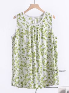 Ladies Loose Fit Sleeveless Silk Cotton Vest plus Size Comfortable Home Wear Breathable Summer Top Mom Sweatshirt