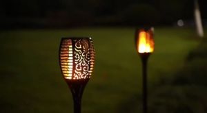 👉 Hari Raya👉Led Waterproof Flickering Fire Flame Lawn Solar Torch Light Garden Lamp Outdoor Pelita Lampu Raya Murah kelip Hiasan Lip lap 太阳能