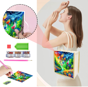 other | 1 Piece of Diamond Painted Shopping bag bird Pattern Canvas Material Interchangeable Pattern Handmade DIY craft gift