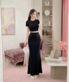 Set áo croptop tay ngắn kèm Chân váy đuôi cá KVYBODY S4 chất thun borip lụa dày mịn co giãn. 