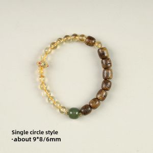 Natural Yellow Crystal Bracelet for Women Sand Gold Turquoise Chinese Jade Good Luck Bead Kalimantan Incense Stick Bracelet