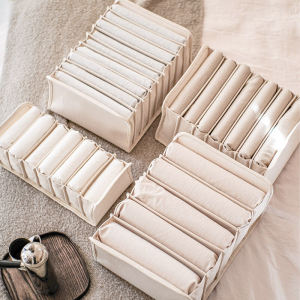กล่องเก็บเสื้อผ้าแบบแยกช่องทำจากผ้าฝ้ายธรรมชาติตามธรรมชาติกล่องจัดระเบียบจัดเก็บแบบลิ้นชักสำหรับตู้เสื้อผ้าใช้ในบ้าน