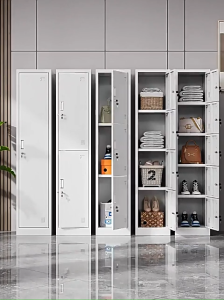 Locker Cabinet Vertical Narrow Metal Storage Locker Cabinet with Lock Multi‑Compartment Wardrobe Closet Bedroom Dorm Apartment Organizer Multiple Door Options