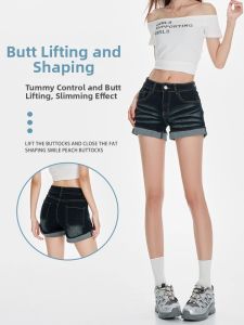 MZVZ | American Fashion High Waisted A-Line Slim Denim Shorts