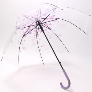 Transparent Fresh Floral Folding Automatic Umbrella
