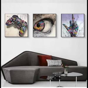 BILIBILI | Tranh Nghệ Thuật Graffiti Mắt To Tranh Vải Bố Mô Đun Tranh Treo Tường Phong Cách Hiện Đại Tranh Trang Trí Nhà Cửa Phong Cách Bắc Âu Tranh Hình Vuông Không Khung Cho Phòng Khách