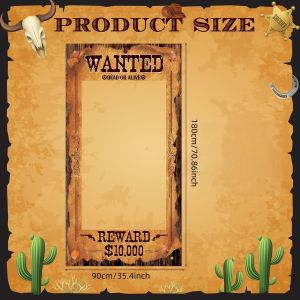Western Cowboy Wanted Photo Booth Prop Wild West Party Backdrop Door Frame Cutout Decor for Country Themed Barn Rodeo Supplies