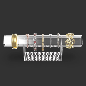 TEMPAT RAK PENYIMPANAN PAJANGAN AKSESORIS PERHIASAN GELANG AKRILIK BENING BRACELET BANGLE JEWELRY JEWELLERY RACK SHOWCASE DISPLAY ACCESSORIES HOLDER STAND STORAGE ORGANIZER KEKINIAN AESTHETIC ESTETIK ELEGANT MODERN PATTERN CLEAR ACRYLIC MOTIF DASHED 002