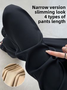JIANGLU | Black High Waist Slim Straight Leg Pants Womens Fashionable Versatile Wide Leg Trousers Street Style Sporty Casual Polyester Blend