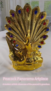 Peacock figurine Qingsi Ceramic Gold Plated Home Decor Gift Ornament