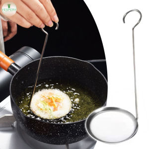 Chảo chiên Tôm flapjack muỗng cán dài bằng thép không gỉ chiên muỗng yespery fritter chiên muỗng tròn bánh kếp khuôn