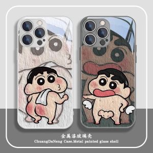 Creative Cartoon  13 Phone Case New 15Pro/17Pro Niche 16Crayon Shinchan 14Promax Funny 12Mini Couple 11Glass Male Female Model Case