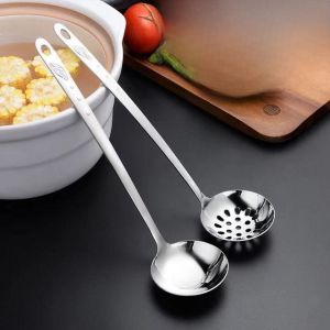 Thickened Stainless Steel Long-Handled Soup Spoon Sieve Kitchen Home Use Soup And Porridge Serving Filter Sieve Hot Pot