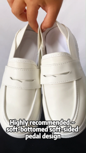 Womens casual light thick soled shoes flats slip on leather shoes nurse shoes