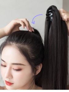 Ponytail Wig Female Imitation All Real Hair Grip High Ponytail Internet Celebrity Straight Hair Ponytail Extensions Natural & Fluffy Long Hair Fake Braid