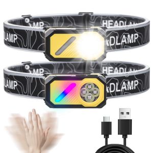 【RGB+Motion Sensor】Rechargeable Headlamp 1000 Lumen Ultra-Light Headlight for Camping Running Fishing Hiking