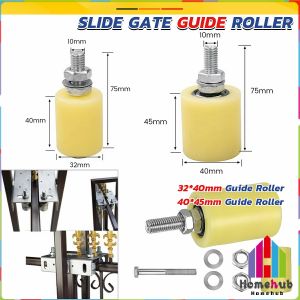 HB Slide Gate Guide Roller Yellow Universal Heavy Duty Adjustable Nylon Rollers Gate Support Assembly