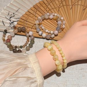 New Chinese Style Sakura Agate Beaded Bracelet Womens Unique Design Layered High Crystal Hand Jewelry Fashion Accessory