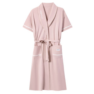Bộ đồ ngủ MiiOW cặp đôi làm bằng vải cotton nguyên chất kiểu kimono tay ngắn màu trơn