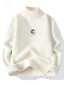 ROMON | Lormen Mens High Collar Sweater Winter Thickened Mink Velvet Loose Lazy Style Knitted Warm Base Shirt Fashion Urban Style