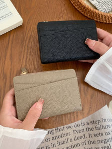 Short Pure Color Womens Wallet Zipper Buckle Multi-Card Slot Coin Purse Integrated Bag Korean Style Youth Fashion