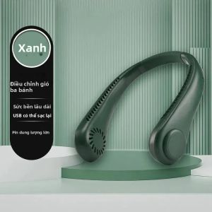 Quạt Cổ Mini Di Động 1200MAh Có Thể Sạc Lại Không Cánh Không Cánh 3 Cài Đặt Tốc Độ Cho Sinh Viên Văn Phòng Thể Thao - Quạt Làm Mát Mùa Hè