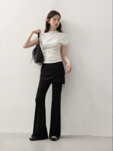 Cantonstory | High Waist Flared Illusion Two-Piece Leisure Pants
