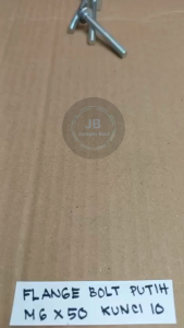 BAUT TOPI KUNCI 10 M6X50 BAUD PANJANG 5CM 5 CM PUTIH 50MM 50 MM FLANGE BOLT M 6 X 50 BAUT 6X50 6 X 50 PITCH DRAT 1.0