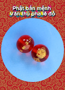 Vòng chuỗi đeo tay đá đỏ 8 ly và 10 ly charm Phật bản mệnh Văn thù pha lê đỏ